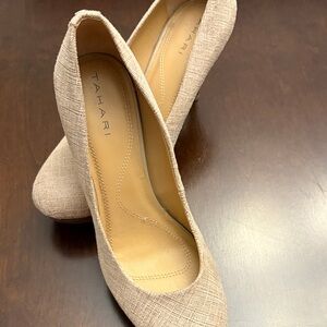 Tahari Women's Beige Textured Heels